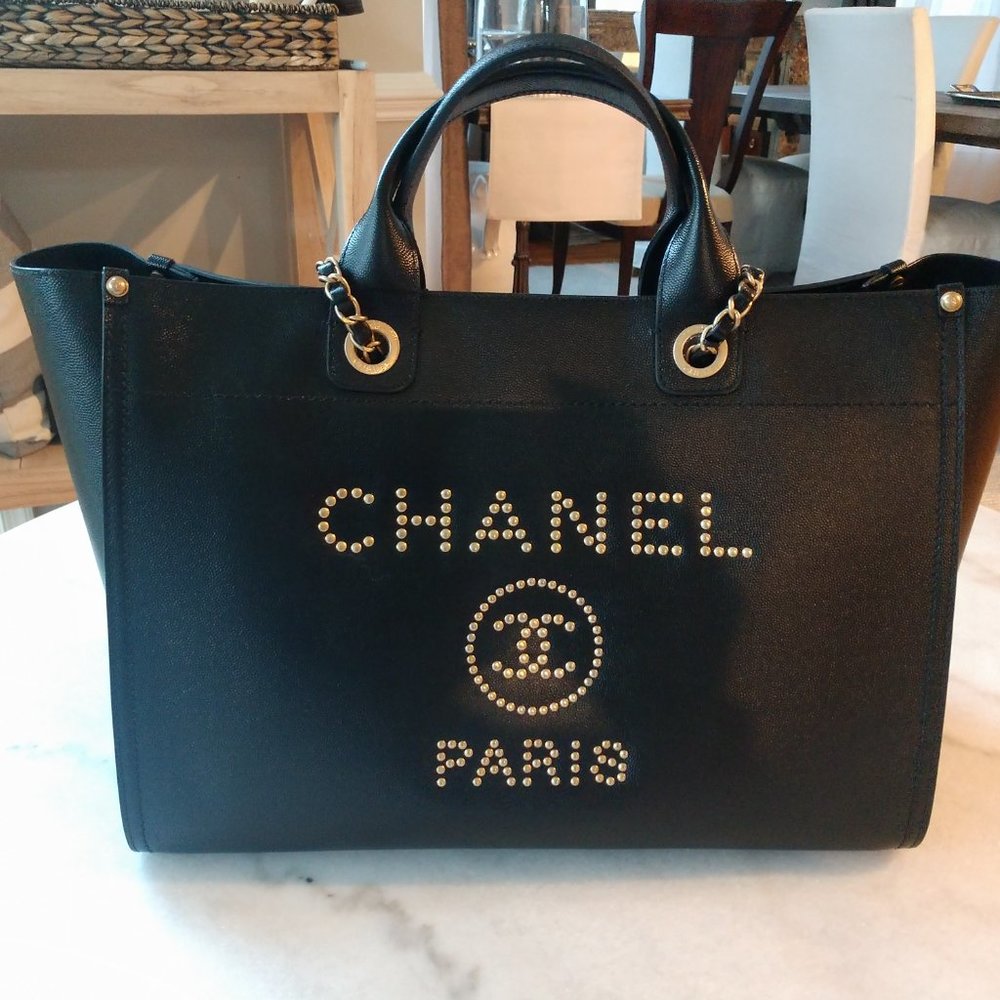 NWT Authentic Chanel Deauville Leather Tote